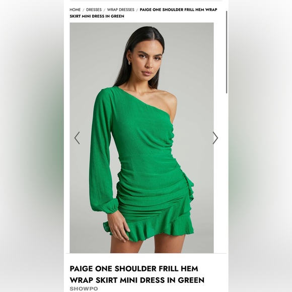 green emerald velvet dress Tamar Long Sleeve Off-Shoulder Mini Dress Green– Selfie Leslie main image 0